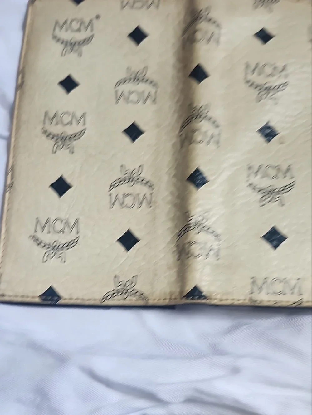 MCM Cream Logo Continental Card Holder Wallet